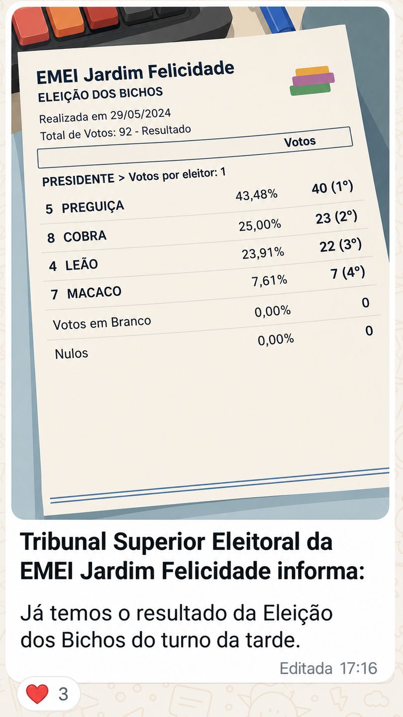 Experiência real adaptada por IA de votação em escola